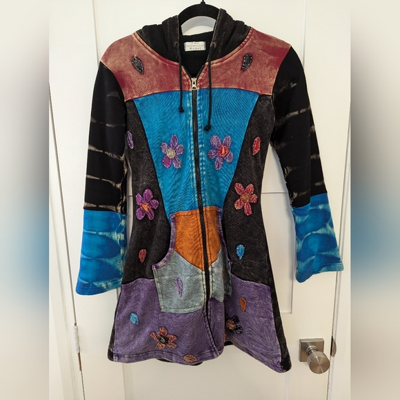 The Collection Royal Made In Nepal Lined Patchwork Hoodie - Picture 7 of 10